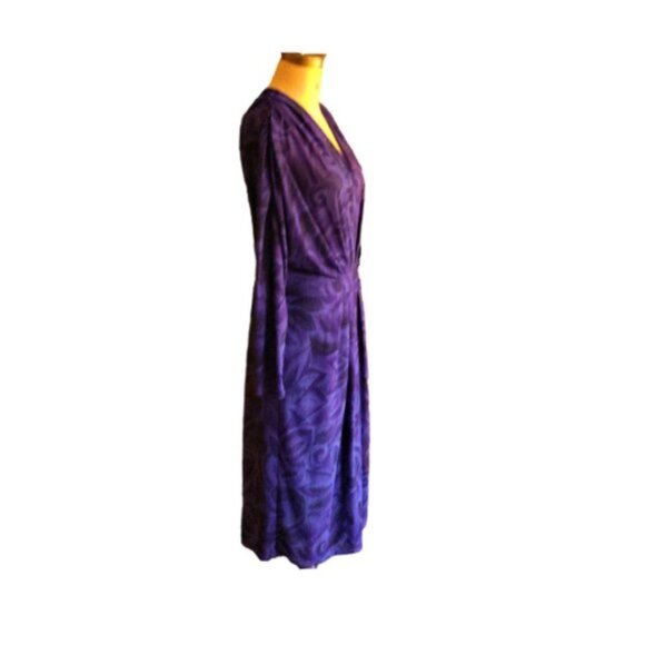 Vintage 80s midi rouched dress in great color - Picture 7 of 14